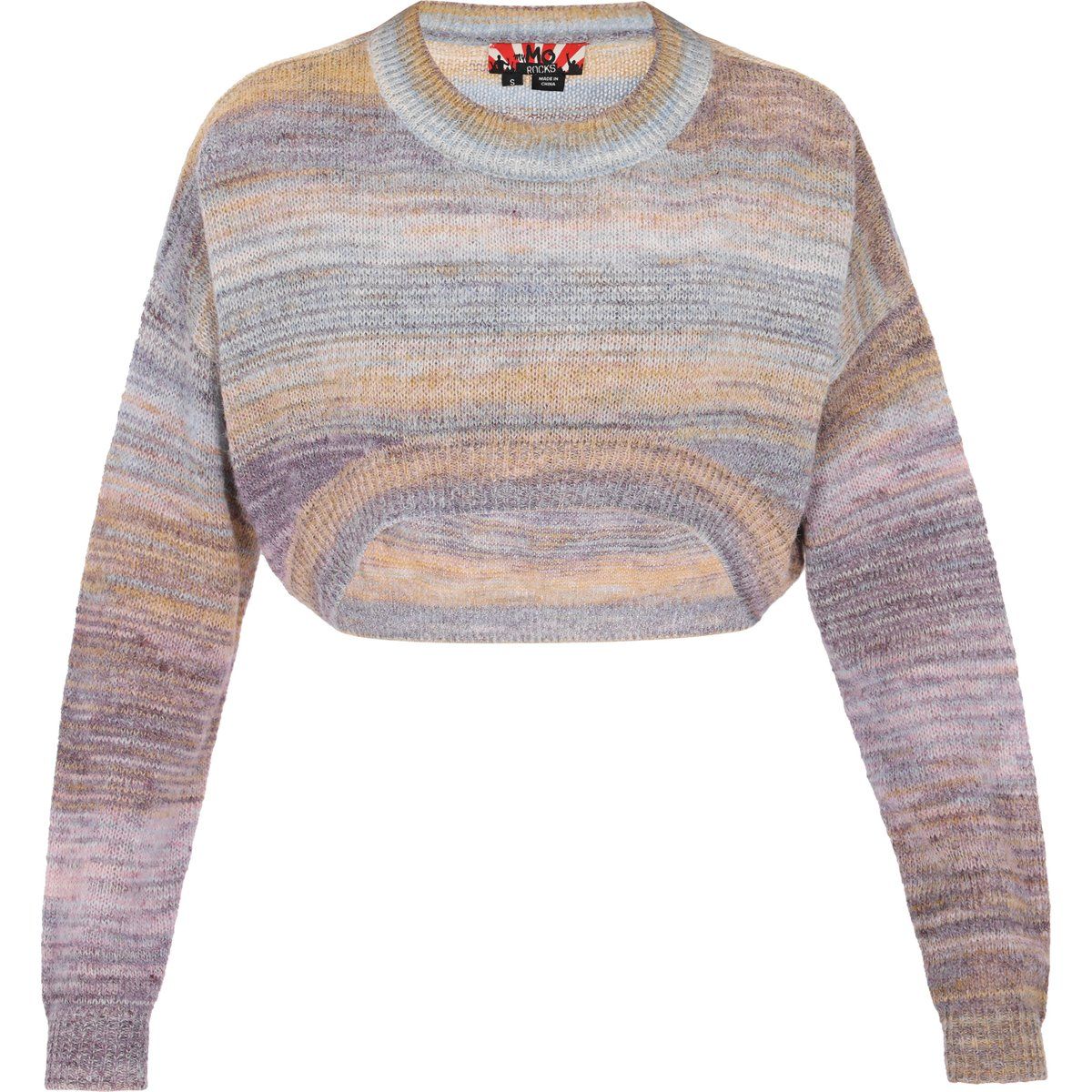 Kurz geschnittener Pullover mit Ombre-Strickmuster