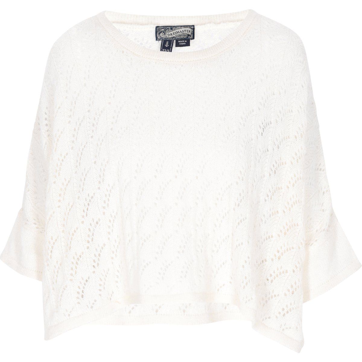 Dreimaster Poncho Frauen Weiß