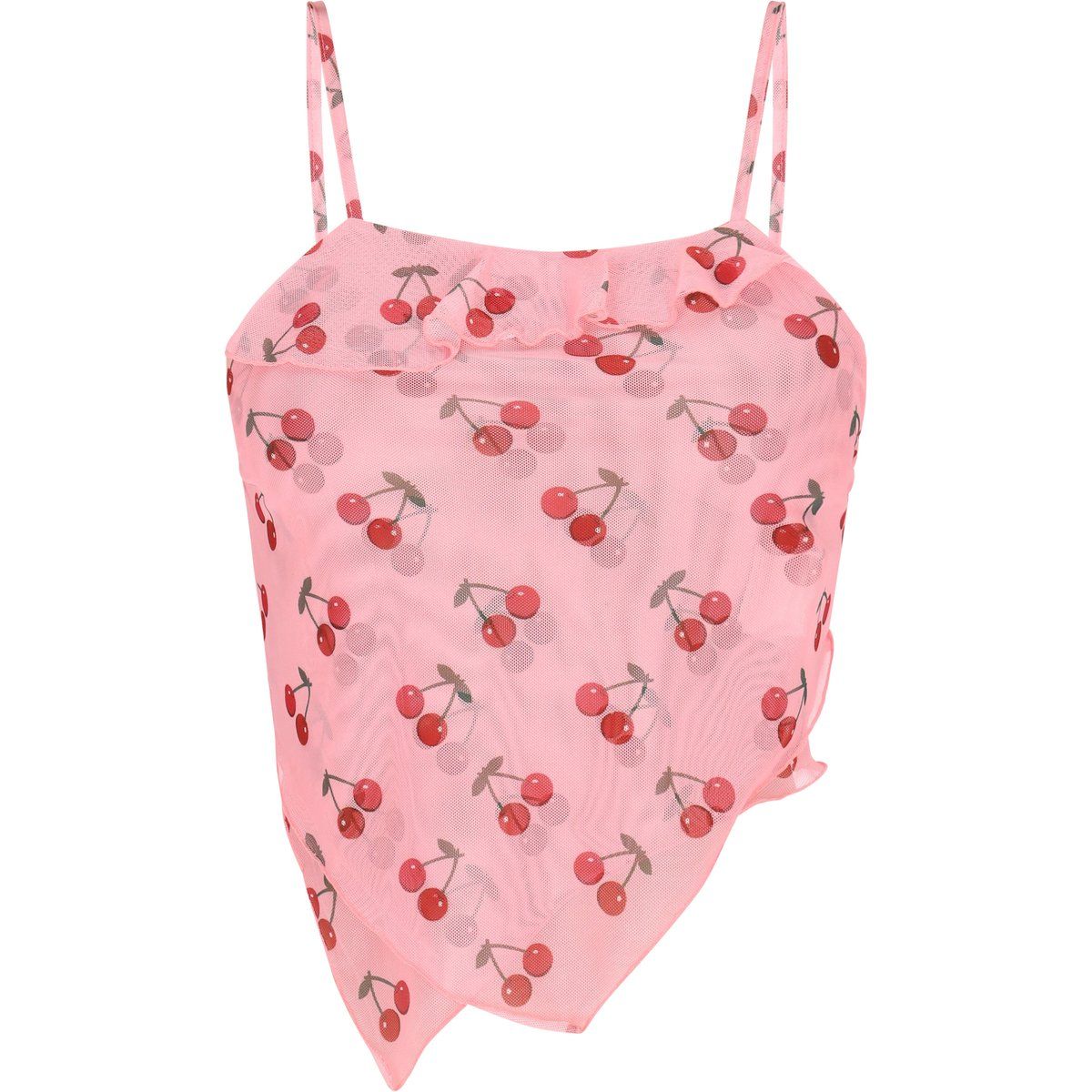 Asymmetrisches Cami Top mit Kirschdruck