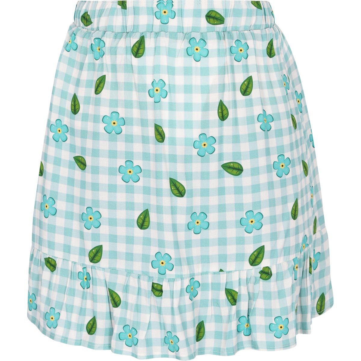 Gingham-Minirock mit Blumendruck