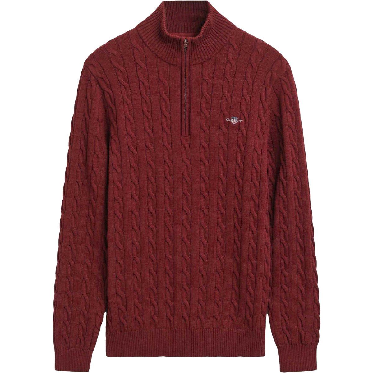 Herren Zopfmuster Pullover mit halbem Reißverschluss