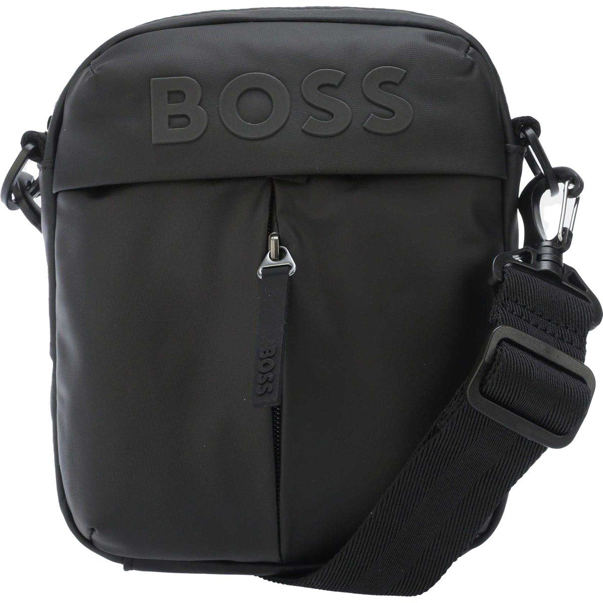 Minimalistische schwarze Umhängetasche mit Logo