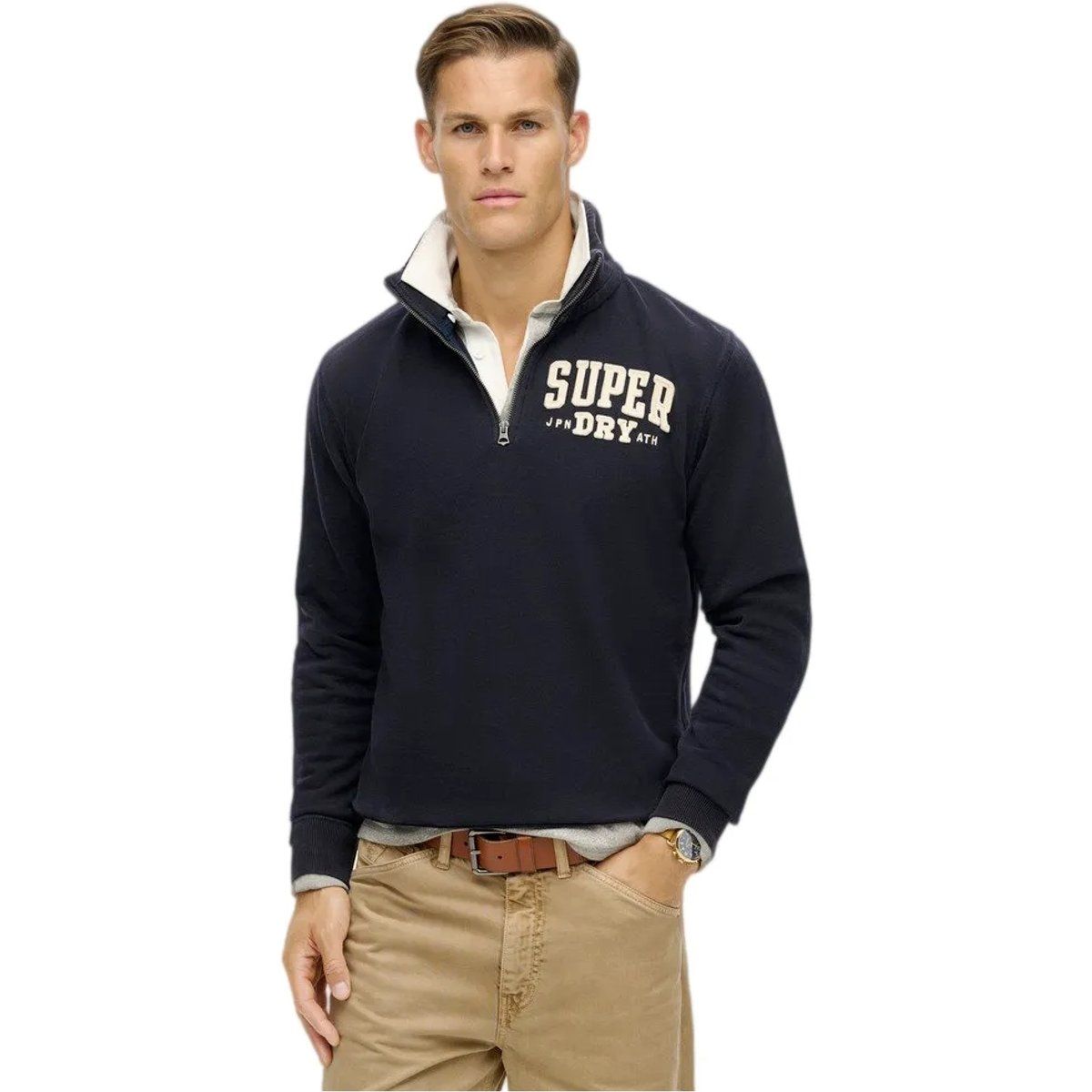 Vintage-Style Herren-Pullover mit halbem Reißverschluss