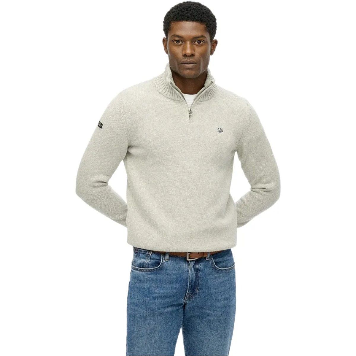Herren Baumwoll-Pullover mit halbem Reißverschluss