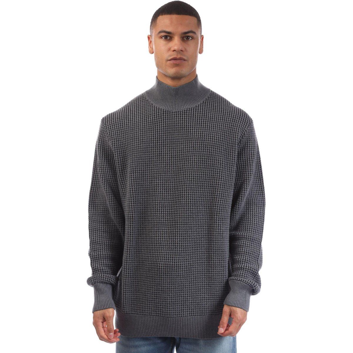 Herren Waffelstrick Rollkragenpullover