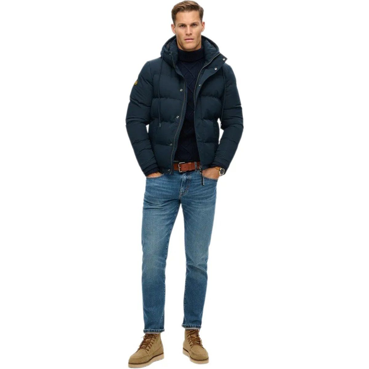 Herren-Steppjacke mit Kapuze und Polsterung