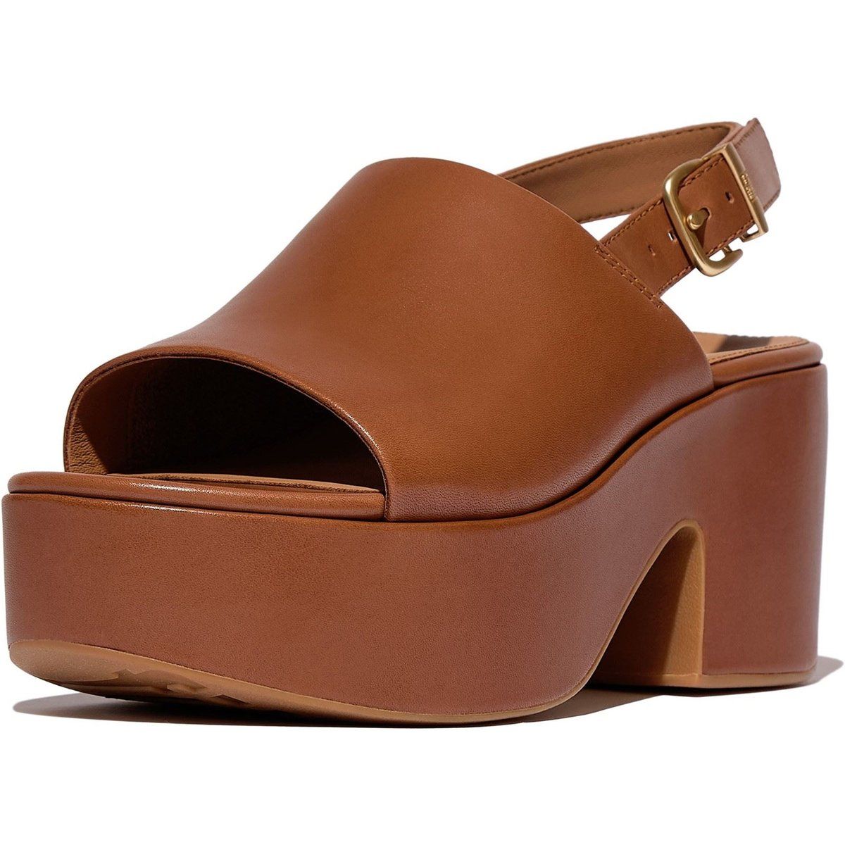 Fitflop Plattform Heeled Backstrap Leder Damen Deep Tan Flip-Flops
