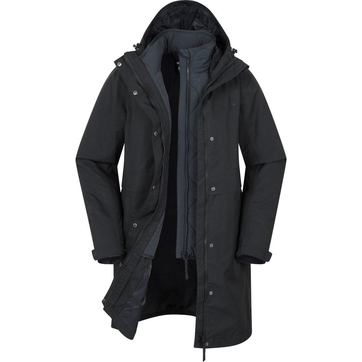 Mountain Warehouse - "Luna" Jacke, wasserfest für Damen, 3 in 1, Lang (Schwarz)