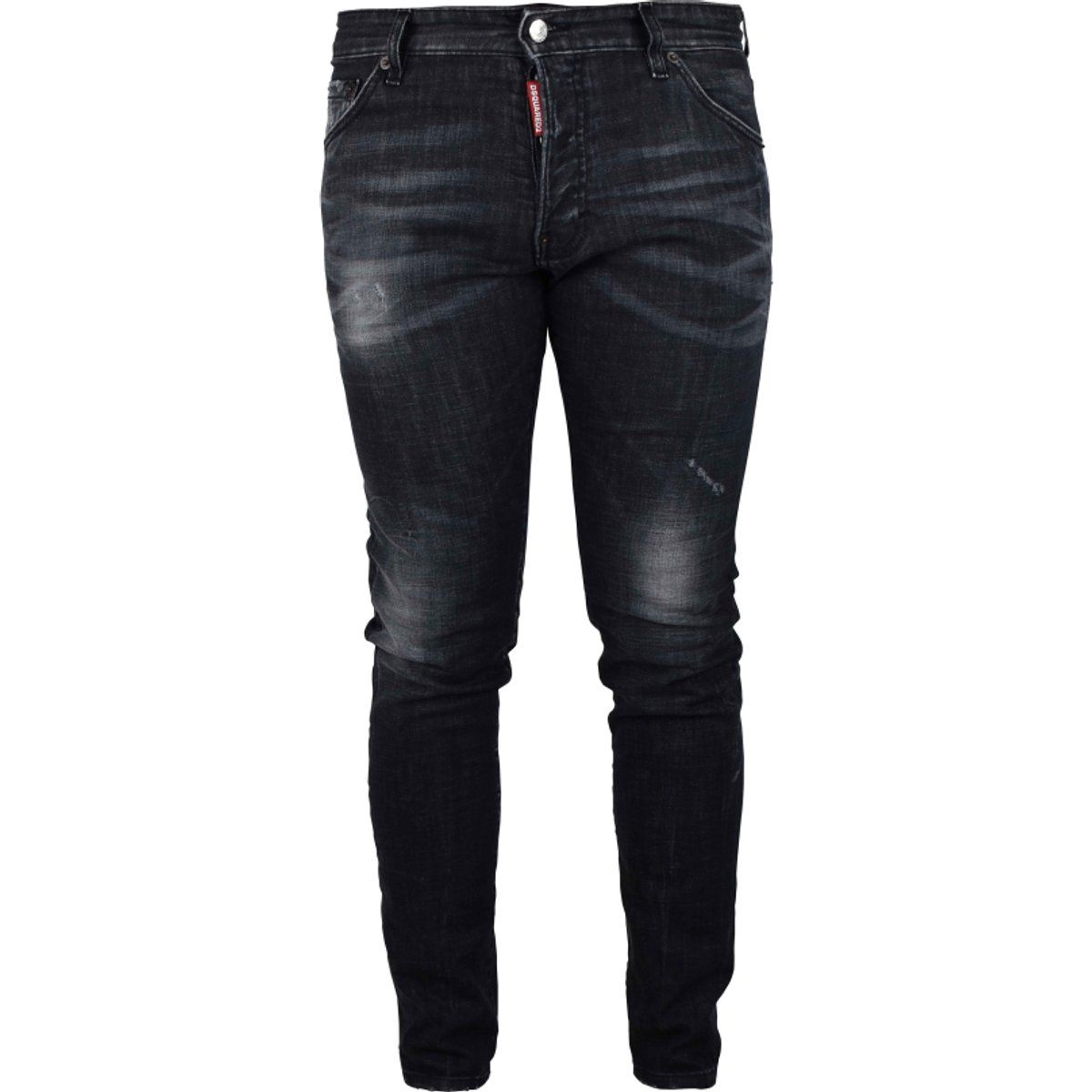 Schwarze Slim-Fit Jeans im Used-Look
