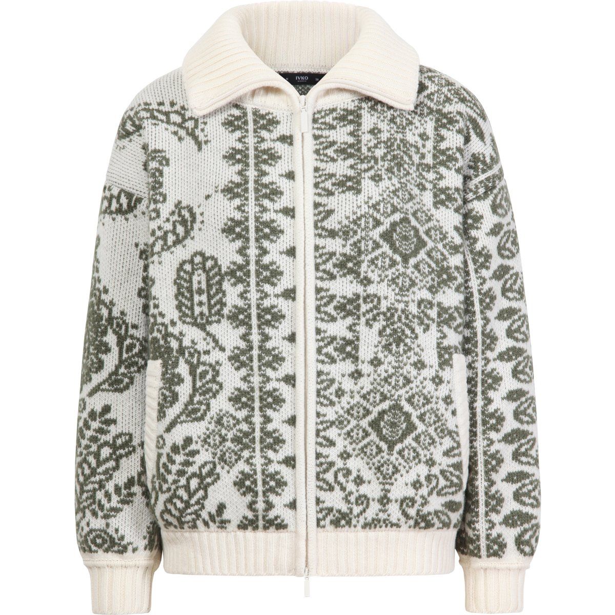 Strickjacke mit Reißverschluss und Muster