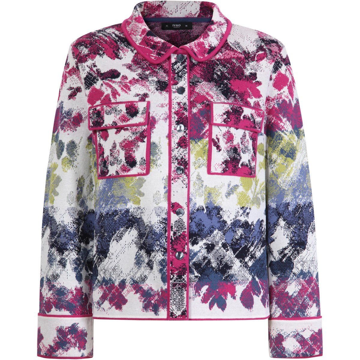 Florale Jacquard-Jacke mit Taschen