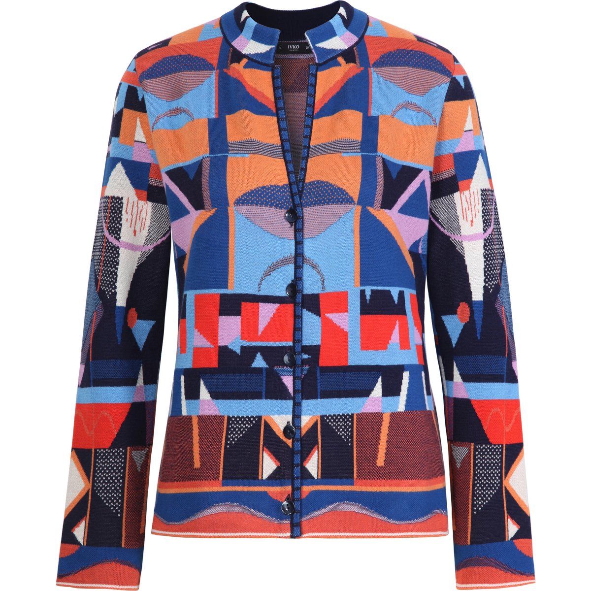 Jacquard-Cardigan aus Wolle mit abstraktem Muster