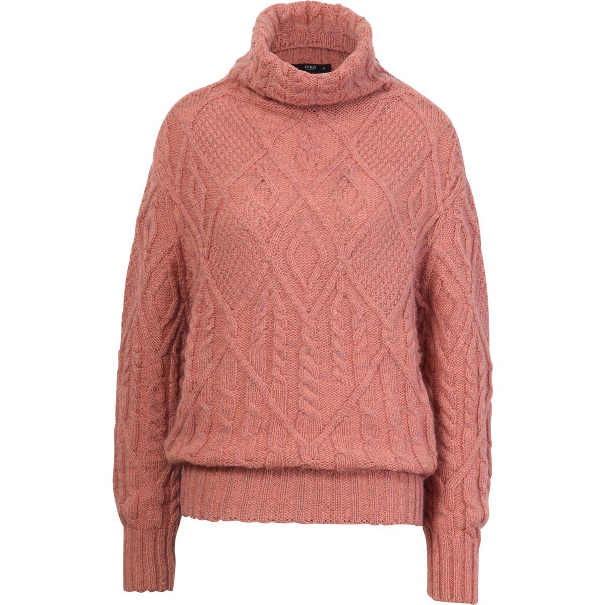 Grober Strickpullover mit Zopfmuster und Rollkragen