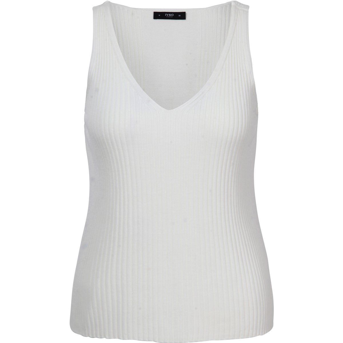 Geripptes Strick-Tanktop mit V-Ausschnitt