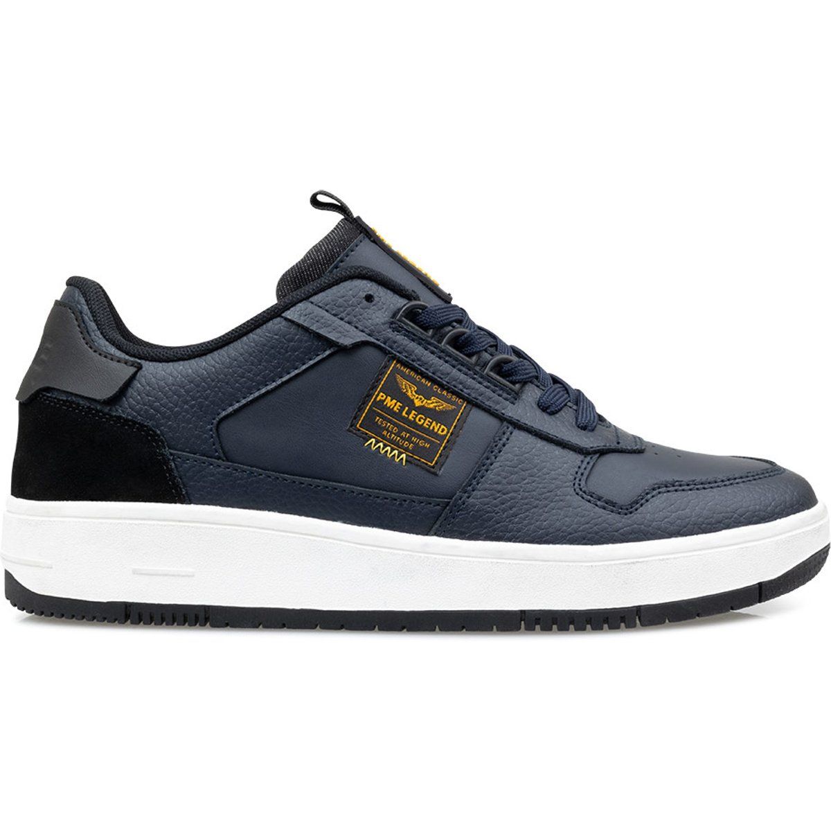 Marineblaue Low-Top-Sneakers aus Leder