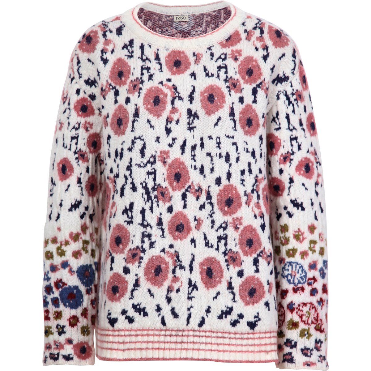 Strickpullover mit Blumenmuster