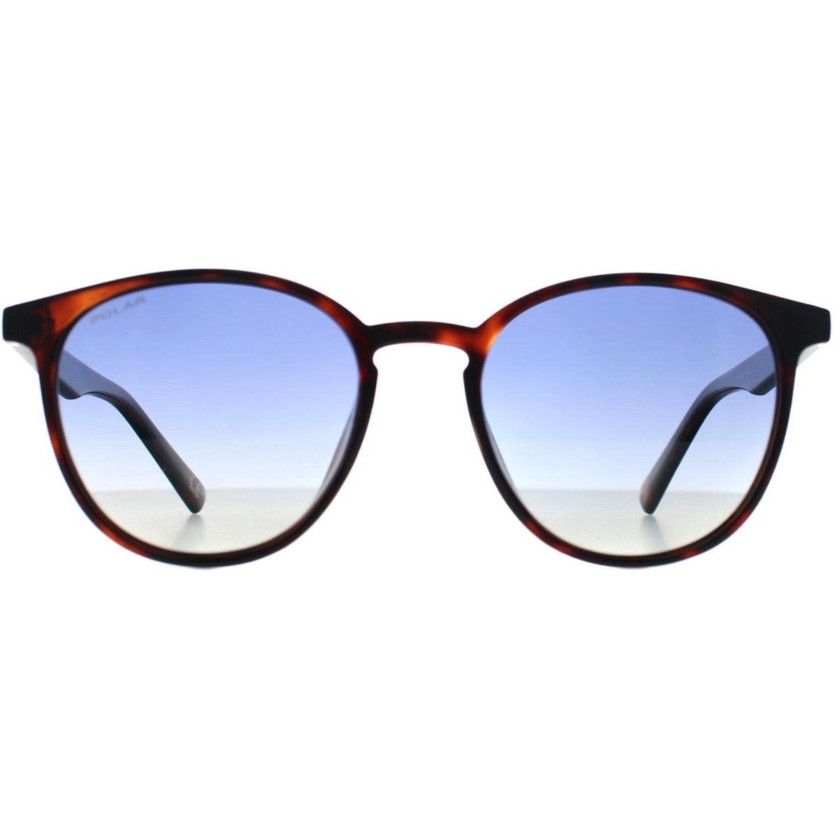 Runde Schildpatt-Sonnenbrille mit blauem Glas