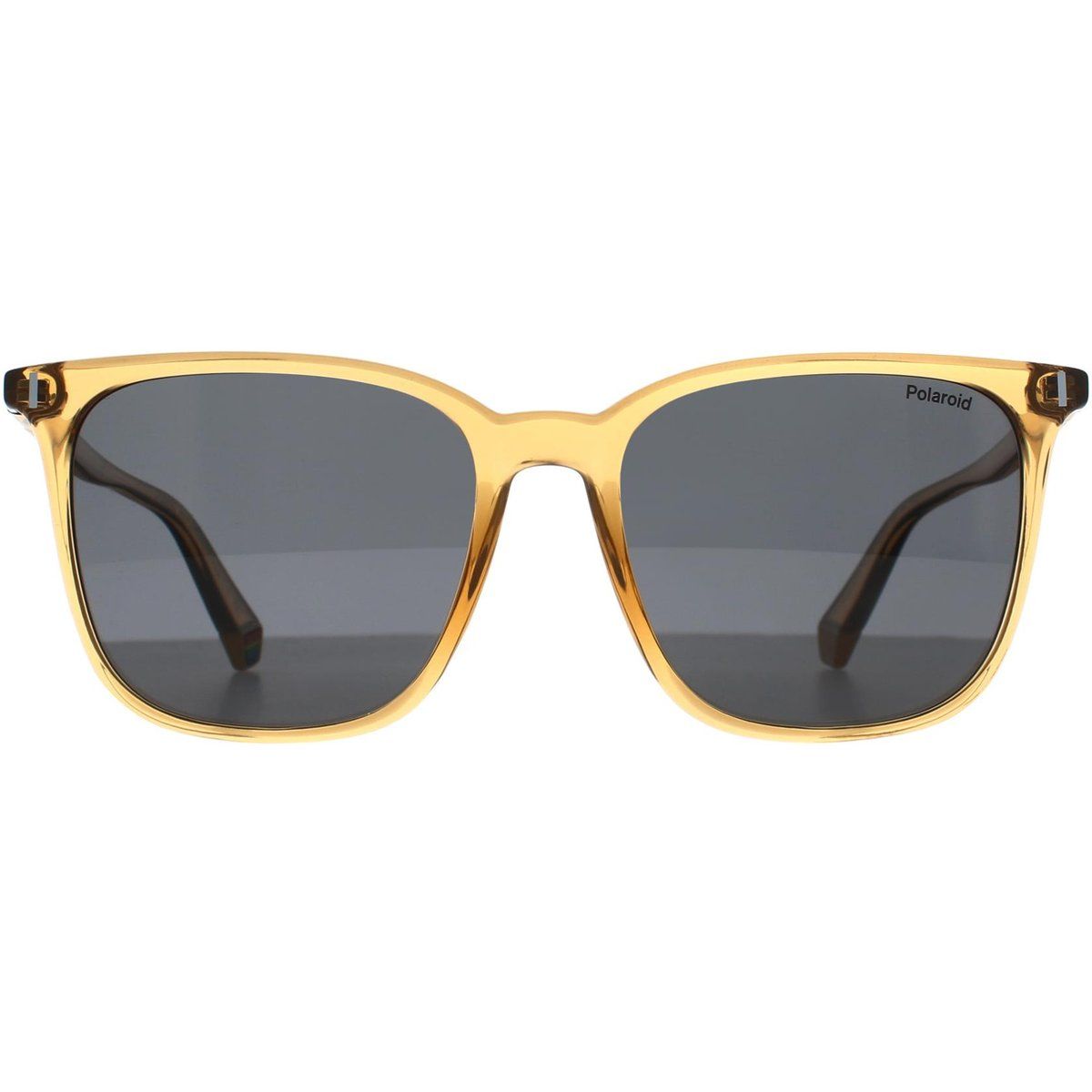 Quadratische, transparente, beige Sonnenbrille