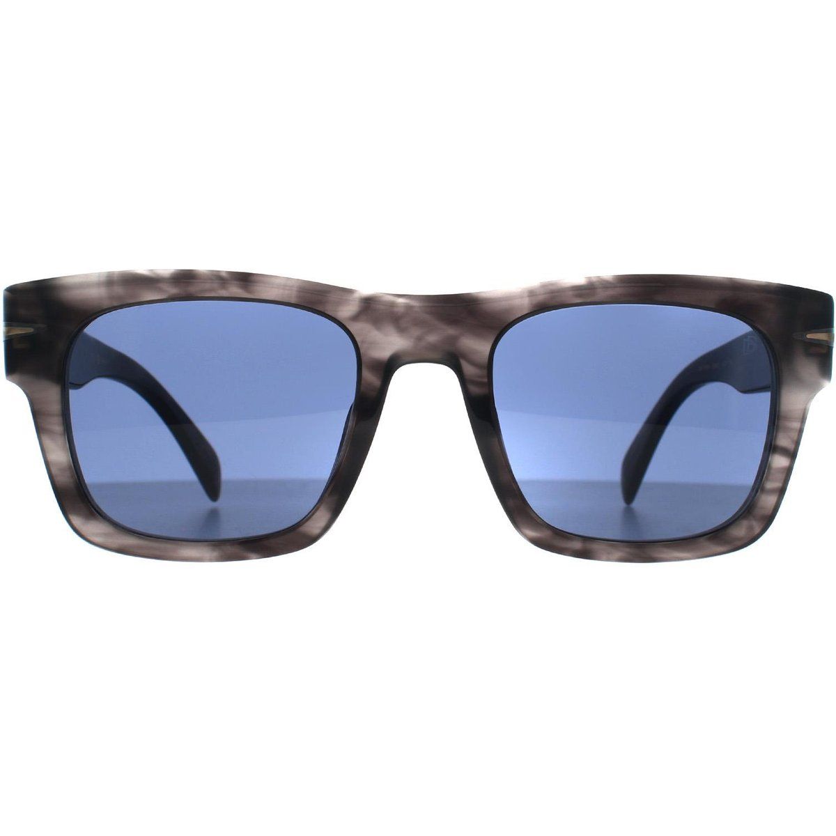 Eckige Hornbrille mit blauen Gläsern