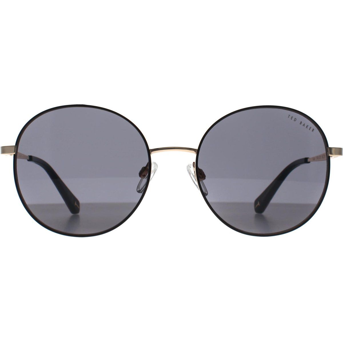 Runde Sonnenbrille Schwarz Glänzend und Gold