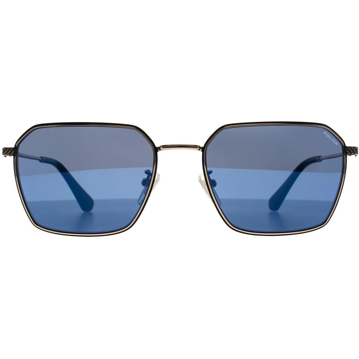 Quadratische achteckige Sonnenbrille mit blauen Gläsern
