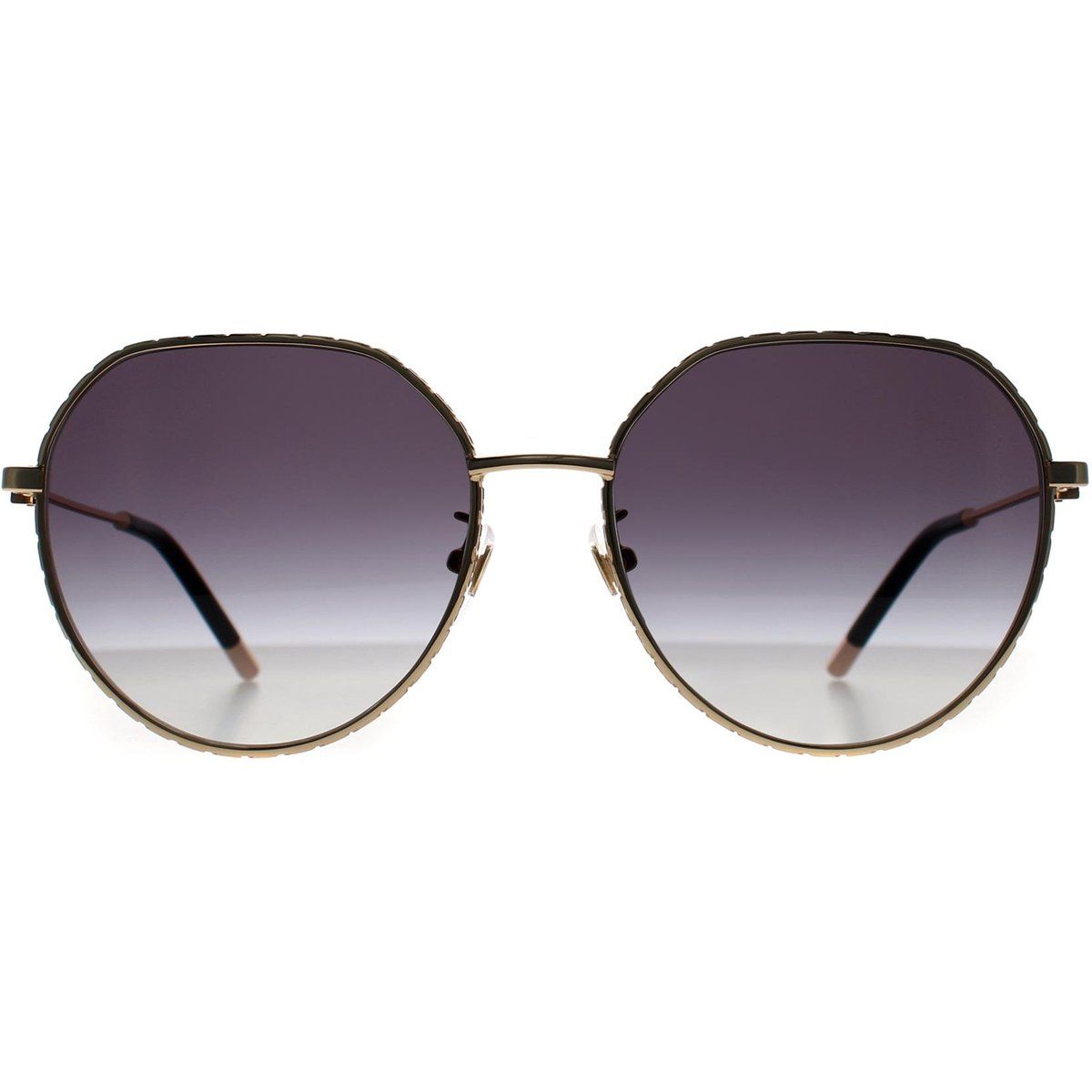 Runde goldfarbene Sonnenbrille mit Farbverlauf