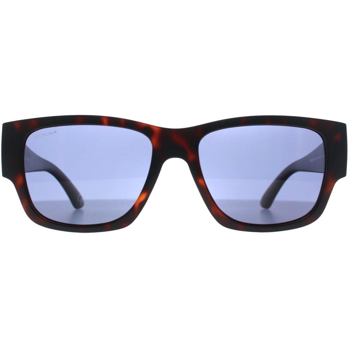 Quadratische Havana Sonnenbrille mit blauen Gläsern