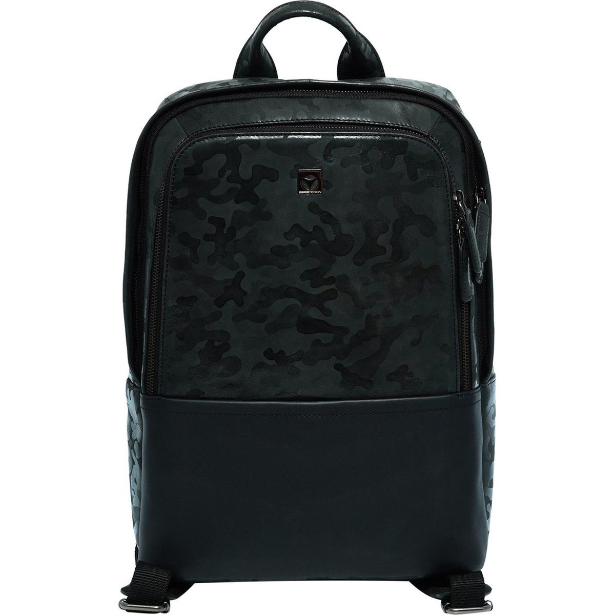 Lederrucksack mit Camouflage-Print