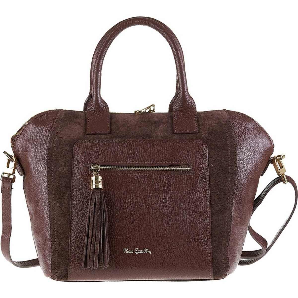 Ledersatteltasche mit Wildlederakzenten
