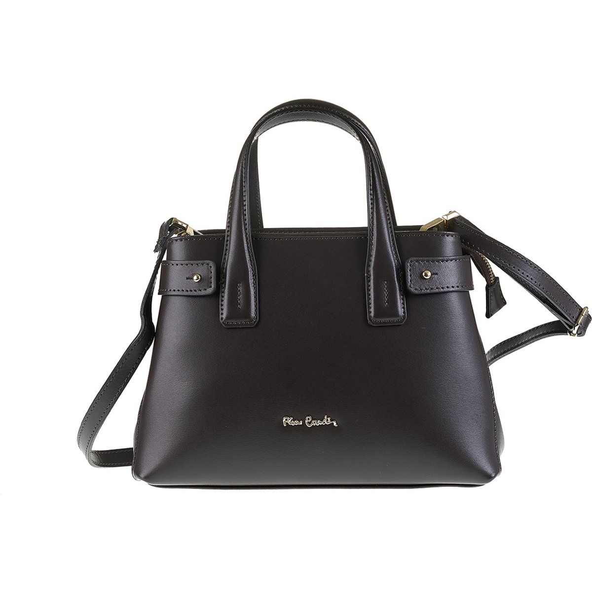 Klassische strukturierte Leder-Tasche mit Griff
