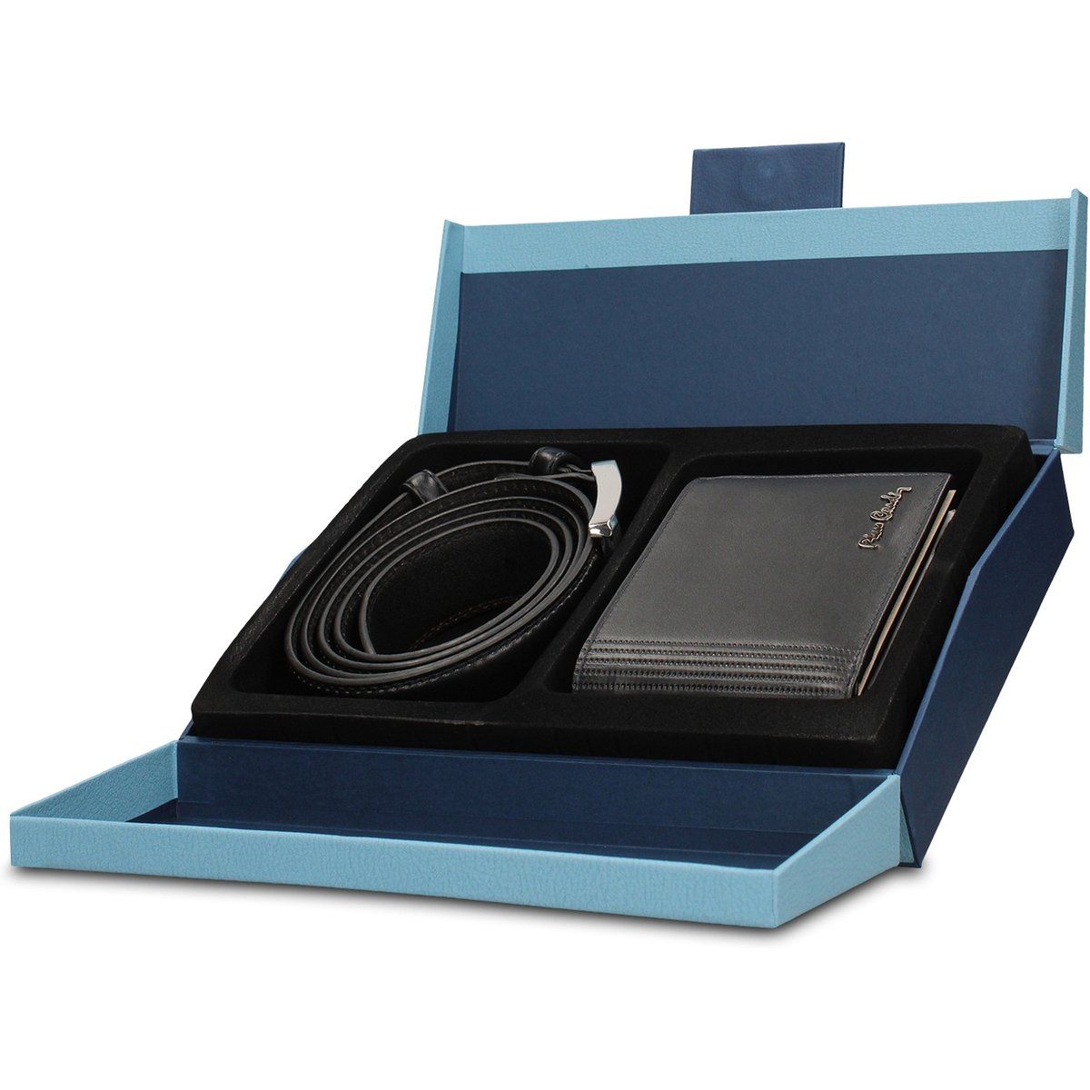 Klassisches Leder-Geldbörsen- und Gürtel-Set