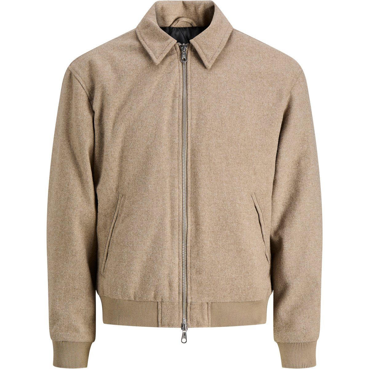 Beige Bomberjacke mit Wollmischung
