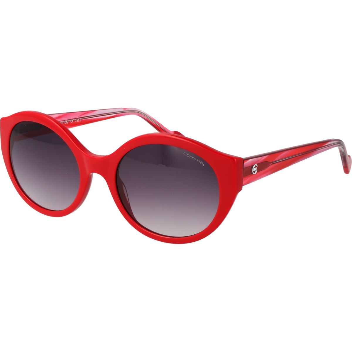 Rote ovale Vollrand-Sonnenbrille