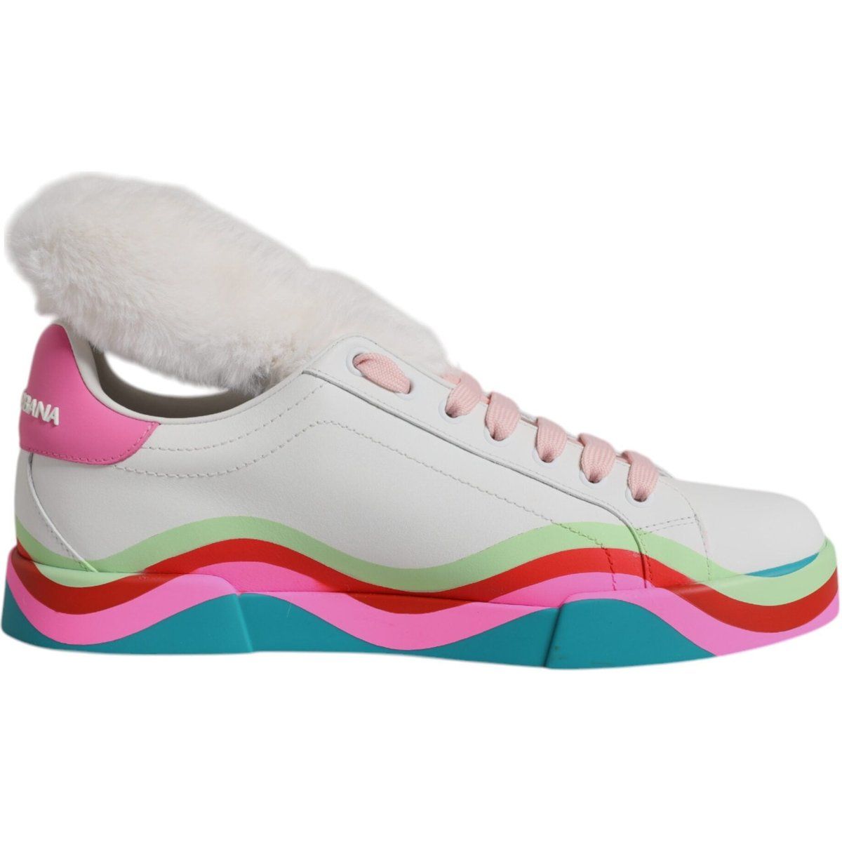 Mehrfarbige Low-Top-Sneakers mit Fell
