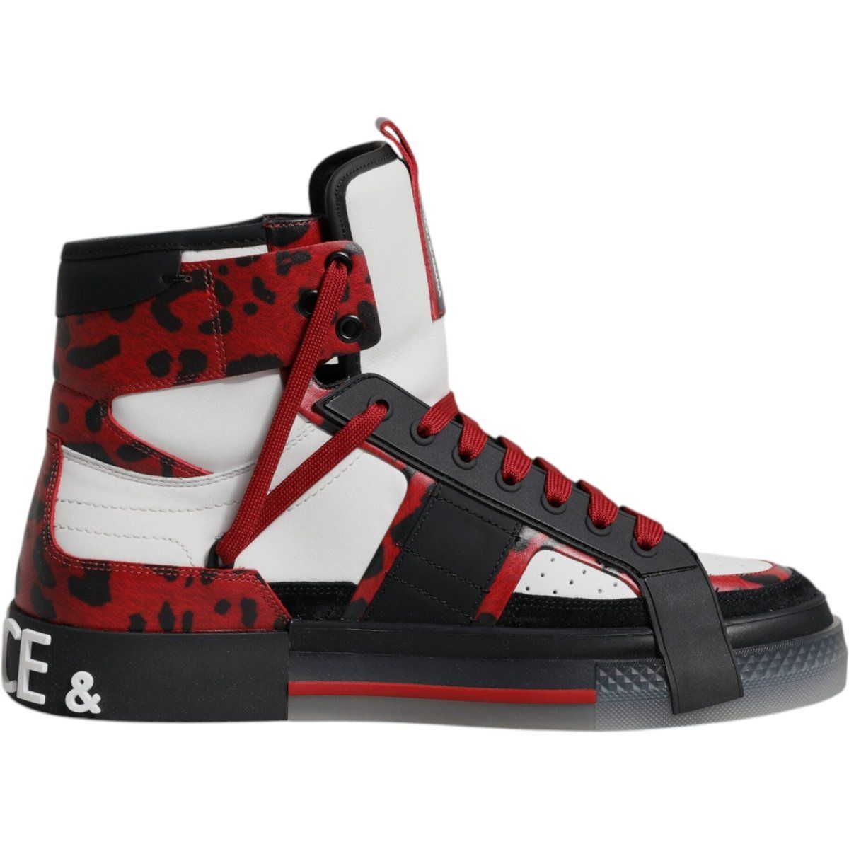 Mehrfarbige Leder High-Top Sneakers
