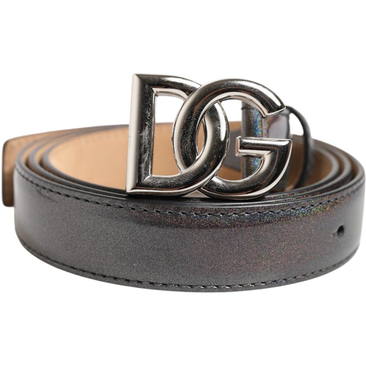 Metallic Ledergürtel mit DG-Schnalle