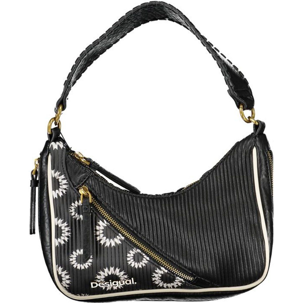 Schicke schwarze florale Schultertasche