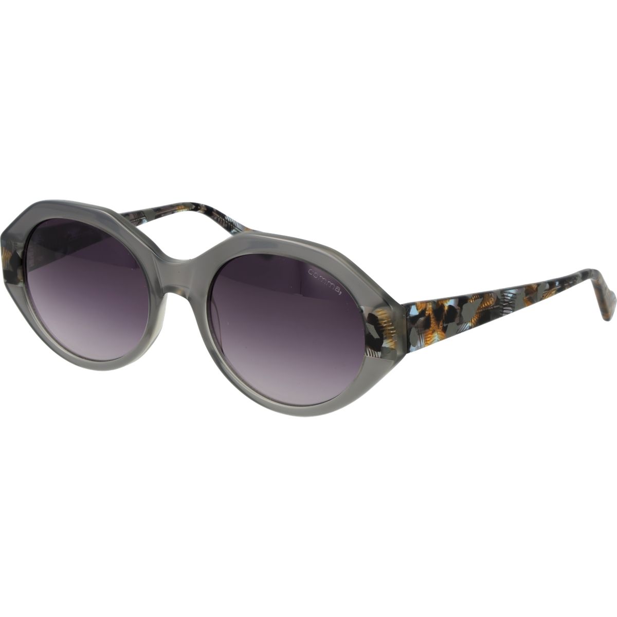 Graue ovale Vollrand Sonnenbrille