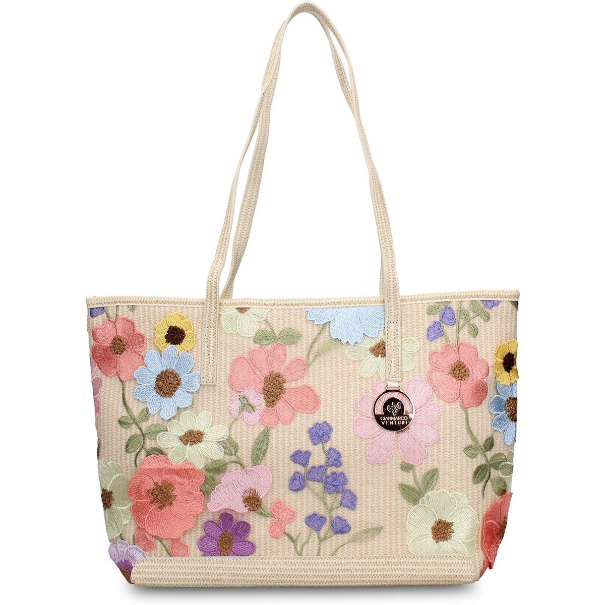 Blumenbestickte Tragetasche