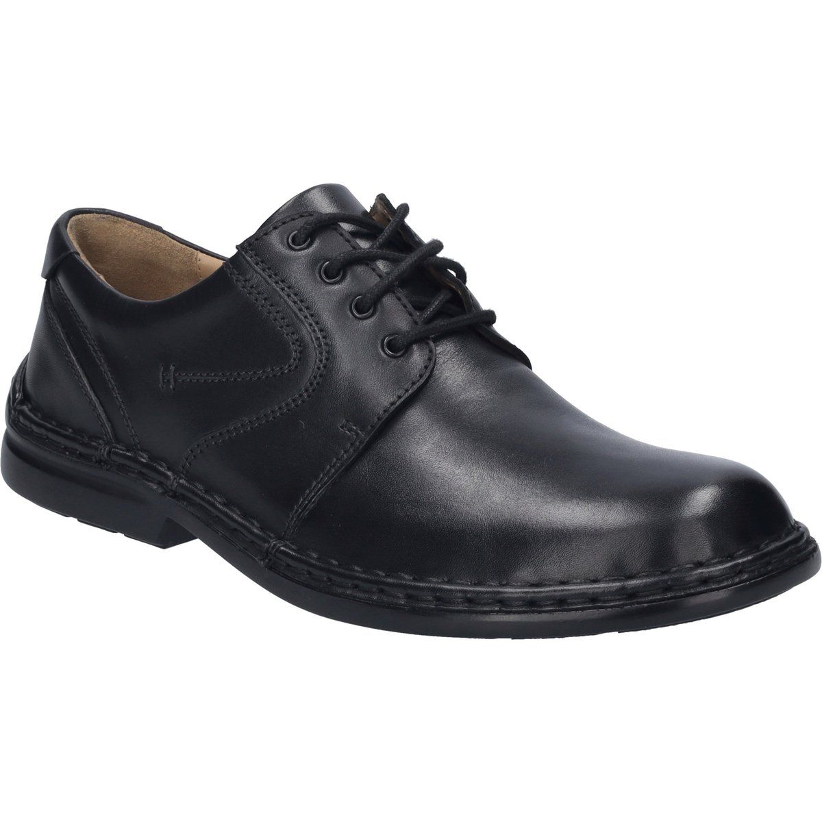 Klassischer schwarzer Derby-Schnürschuh aus Leder