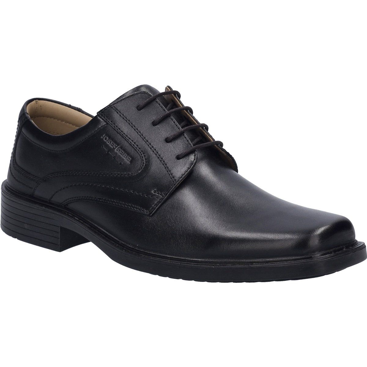 Klassischer schwarzer Derby-Schnürschuh aus Leder