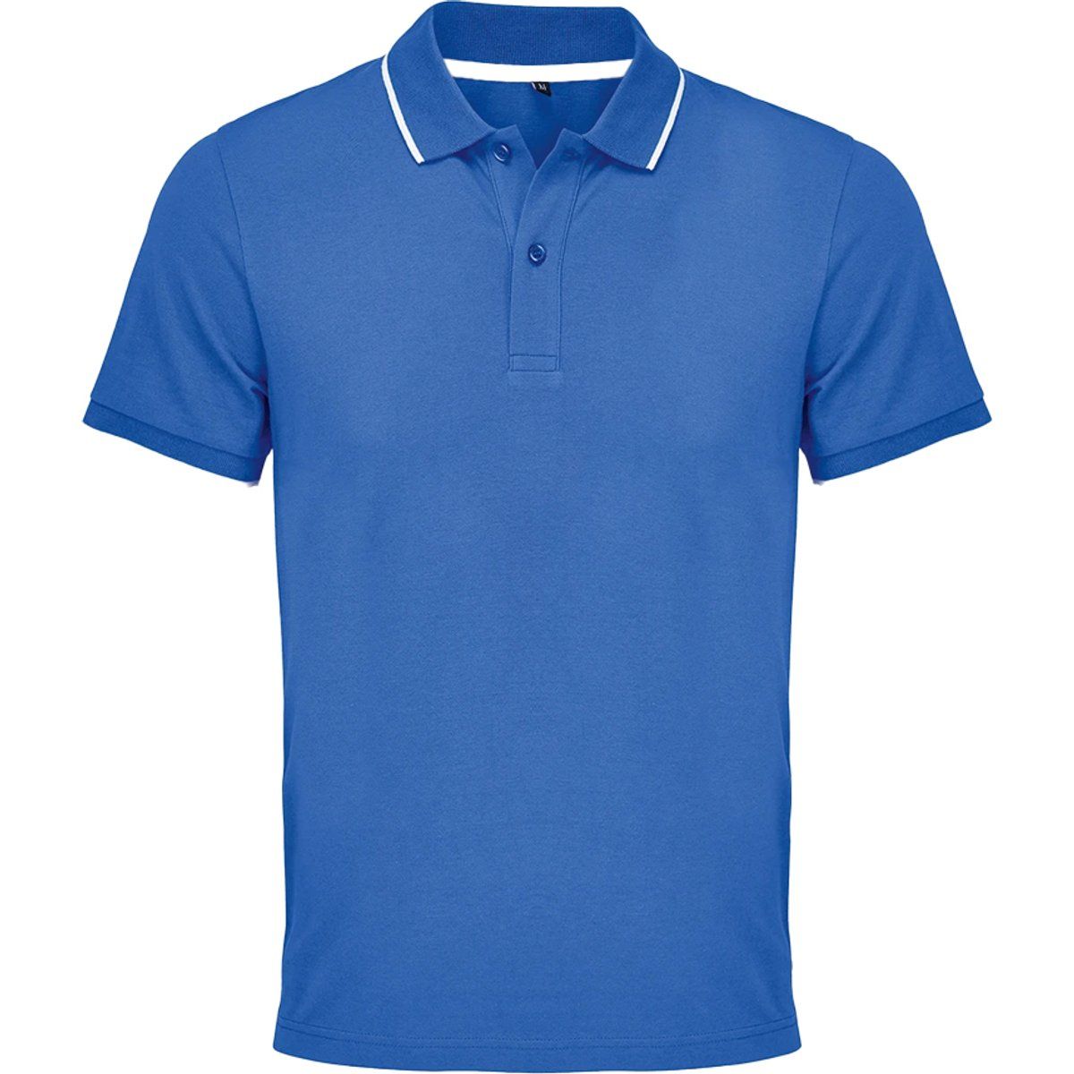 Herren Poloshirt Blau mit Weißem Rand