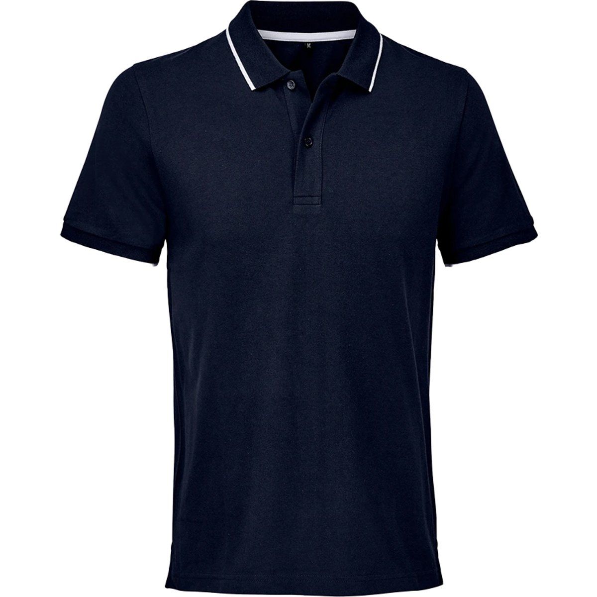 Marineblaues Poloshirt mit weißem Rand