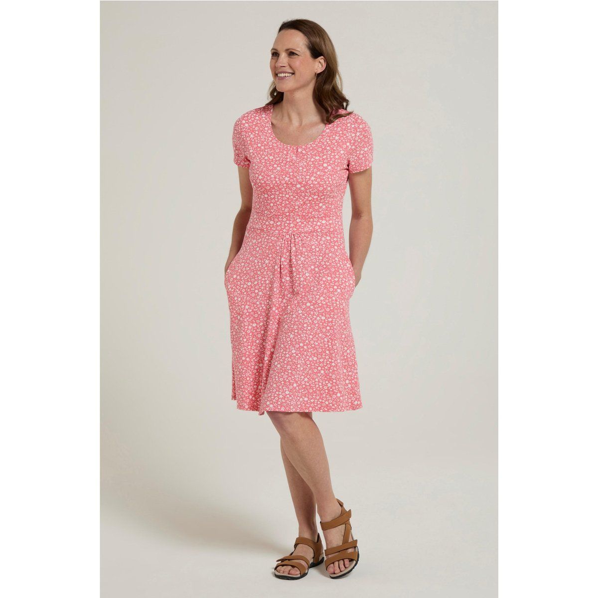 Geblümtes Midikleid mit Taschen