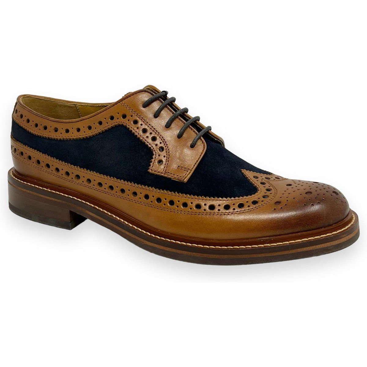 Longwing Brogue Schuhe aus Leder und Wildleder