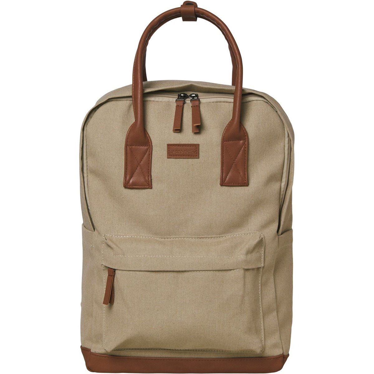 Jack & Jones Pascal Baumwoll Unisex-Erwachsenen Rucksack in Beige - Einheitsgröße