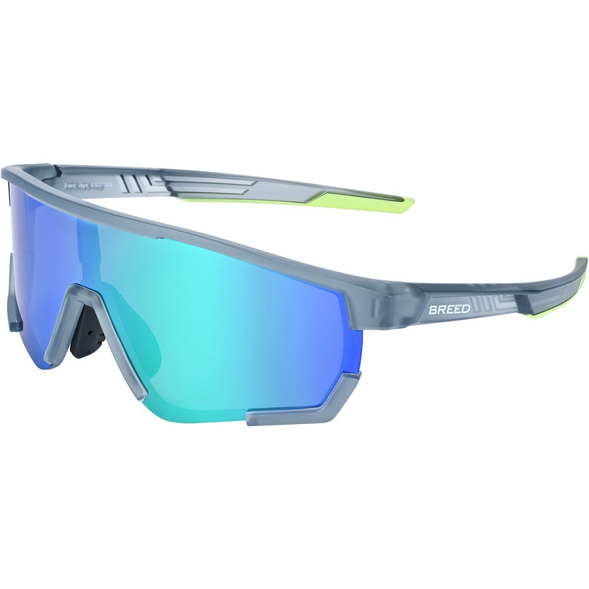 Sportliche Shield-Sonnenbrille mit Grünen Akzenten
