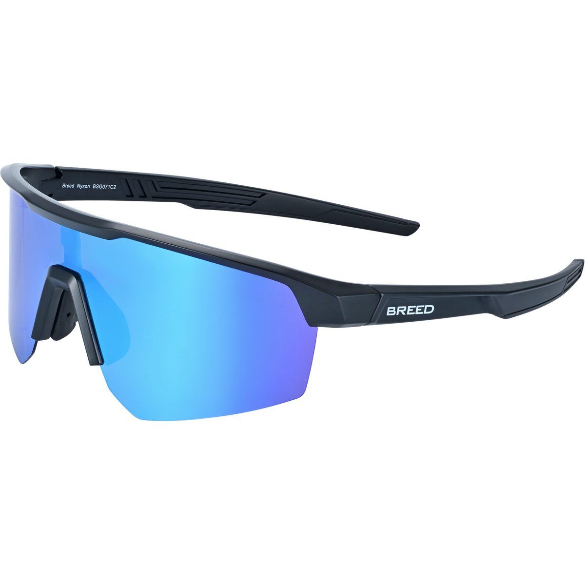 Sportliche Shield-Sonnenbrille mit blauer Linse