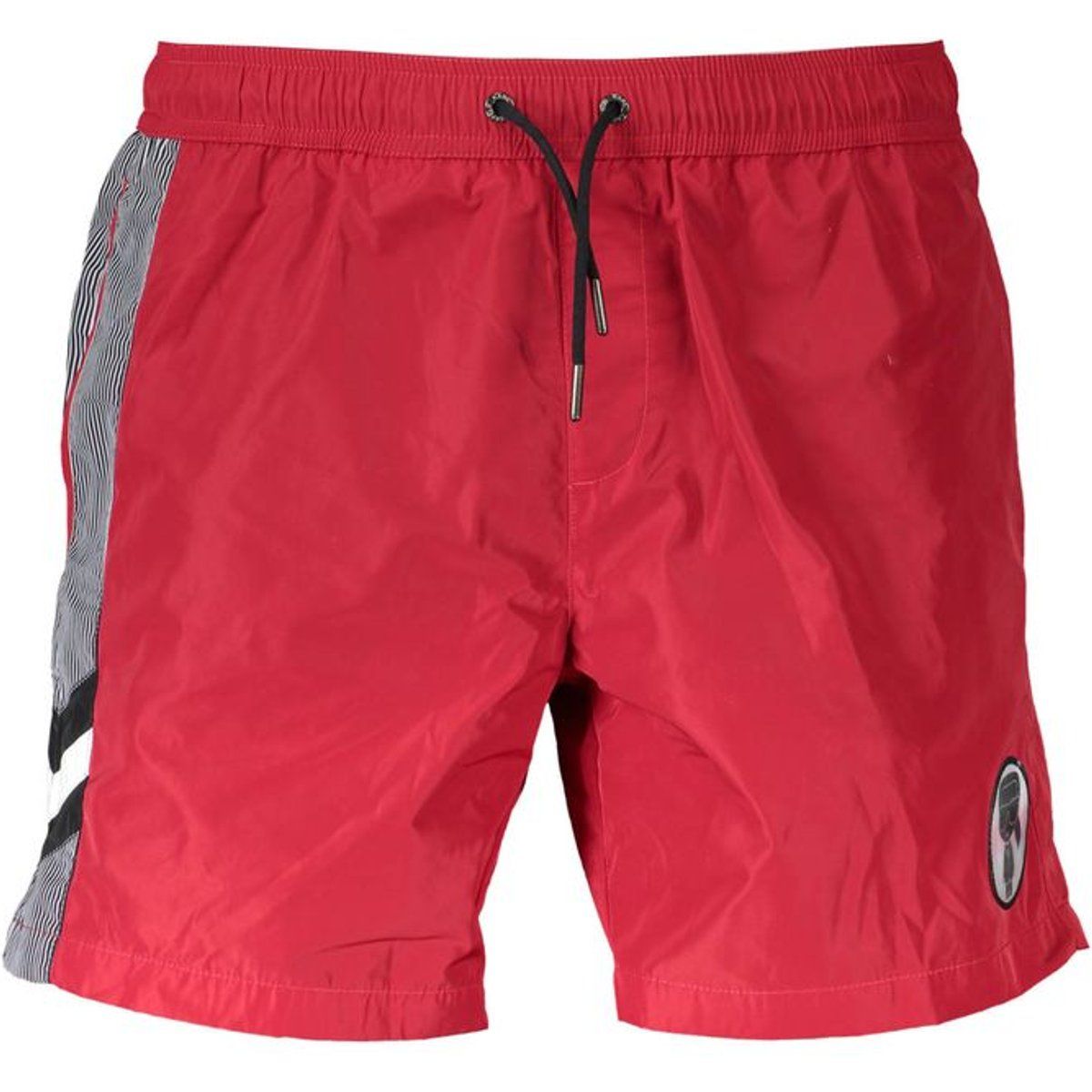 Rote, mittellange Badeshorts aus Polyester