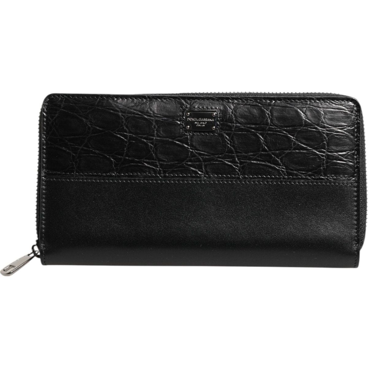 Elegantes schwarzes Leder Portemonnaie mit Reißverschluss